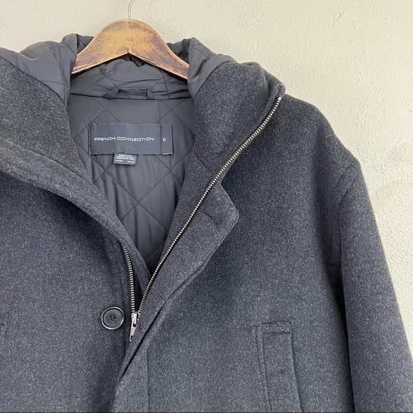 French Connection Wool Blend Gray Longline Mid Length Winter Jacket Small - Picture 3 of 15